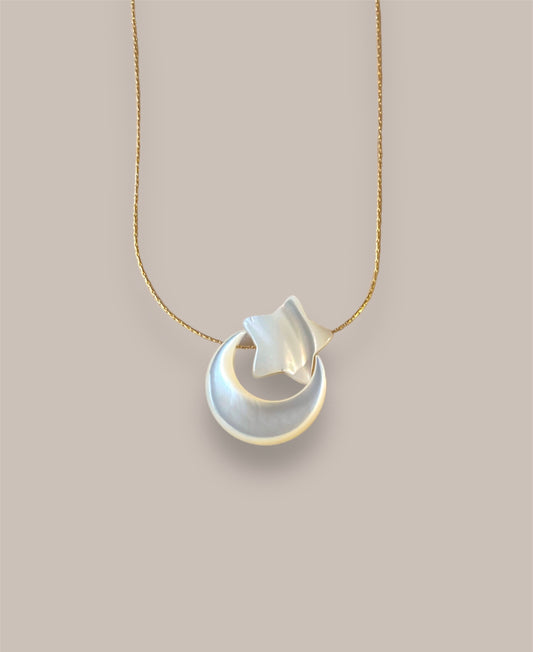Moon and Star Shell Necklace